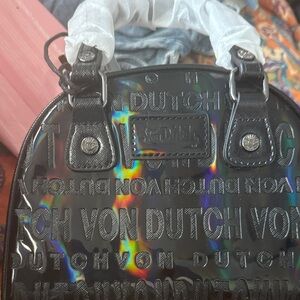 Von Dutch Iridescent Black Mini Bag NWOT
